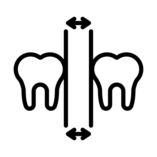 Dental braces icon with expanding arrows and teeth