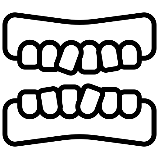 Black line drawing of upper and lower teeth