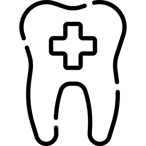 Tooth icon with medical cross symbol representing dental health