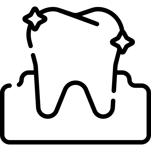 Sparkling clean tooth icon with gum line illustration