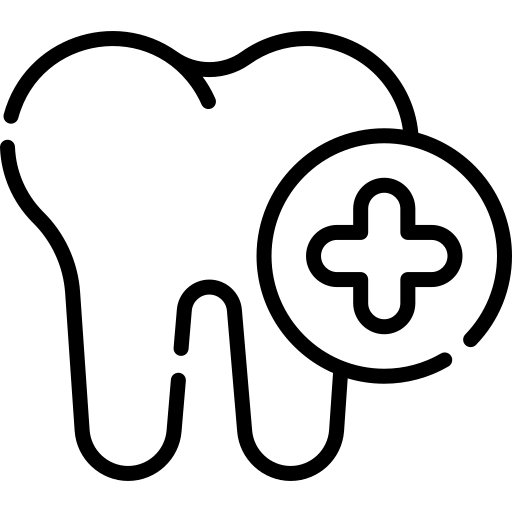 Tooth icon with medical cross symbol for dental care